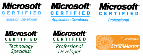 MCSD, MCAD, MCP, MCTS, MCPD and CSM certifications